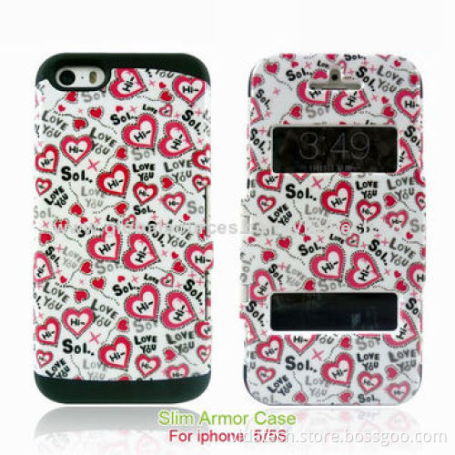 Water Transfer Printed 2-in-1 PC/Silicone/TPU Case for iPhone 5/5S